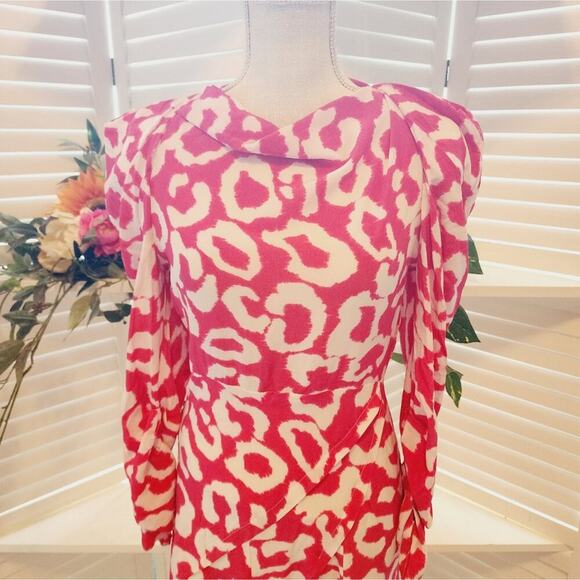 ISABEL MARANT SILK PINK / WHITE PUCKER SLEEVE DRESS SIZE 36 (US 4-6) - Picture 6 of 8